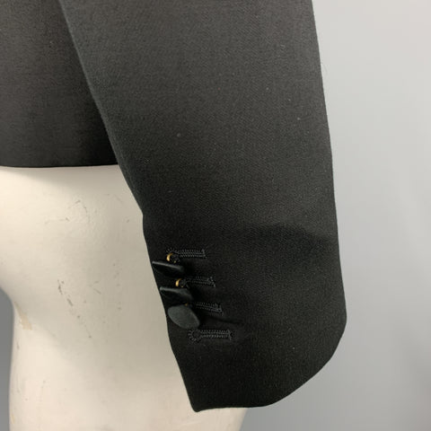 NEIL BARRETT Size 42 Black Satin Peak Lapel Double Breasted Sport Coat