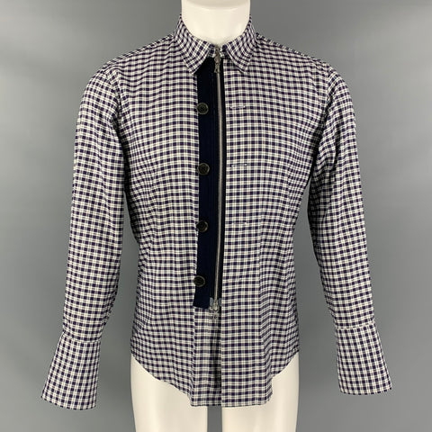 DRIES VAN NOTEN  Size S White Navy Red Checkered Cotton Jacket