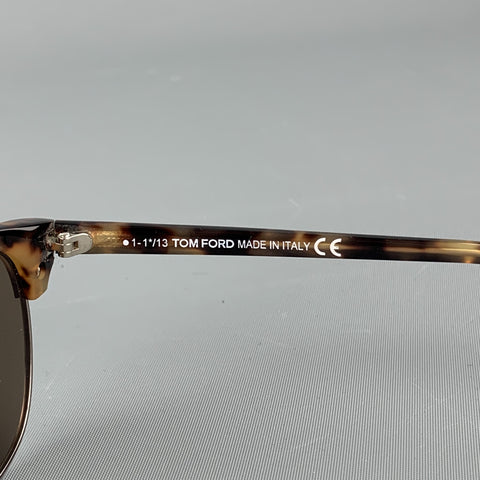 TOM FORD Tortoiseshell Brown Metal & Acetate Wayfarer Sunglasses