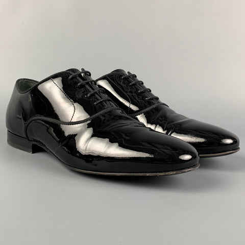 LANVIN Size 10 Black Leather Lace Up Shoes