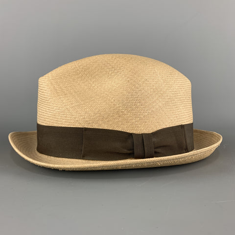 MONTERREY Size 55 Beige Straw Woven Fedora Panama Hat