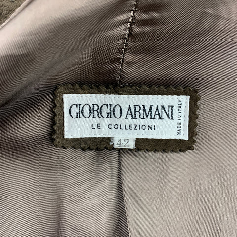 GIORGIO ARMANI Size 42 Taupe Textured Leather Jacket