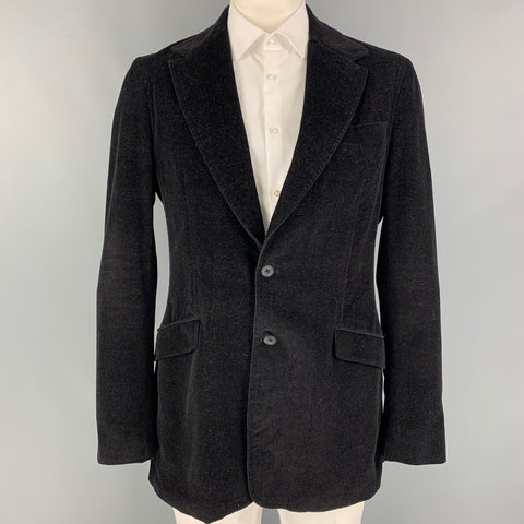 D&G by DOLCE & GABBANA Size 44 Black Velvet Cotton Notch Lapel Sport Coat