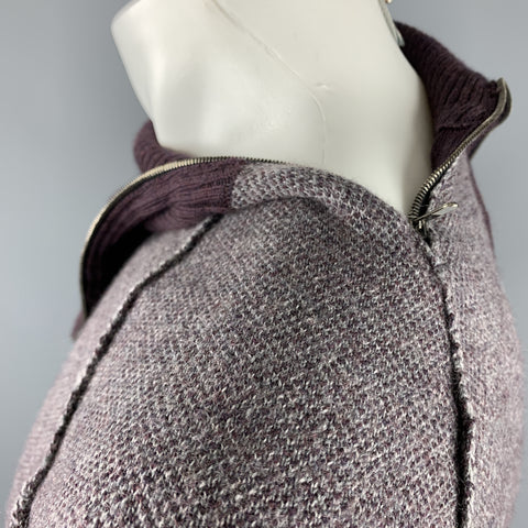 NICE COLLECTIVE Size M Purple Merino Wool High Collar Zipper Sweater