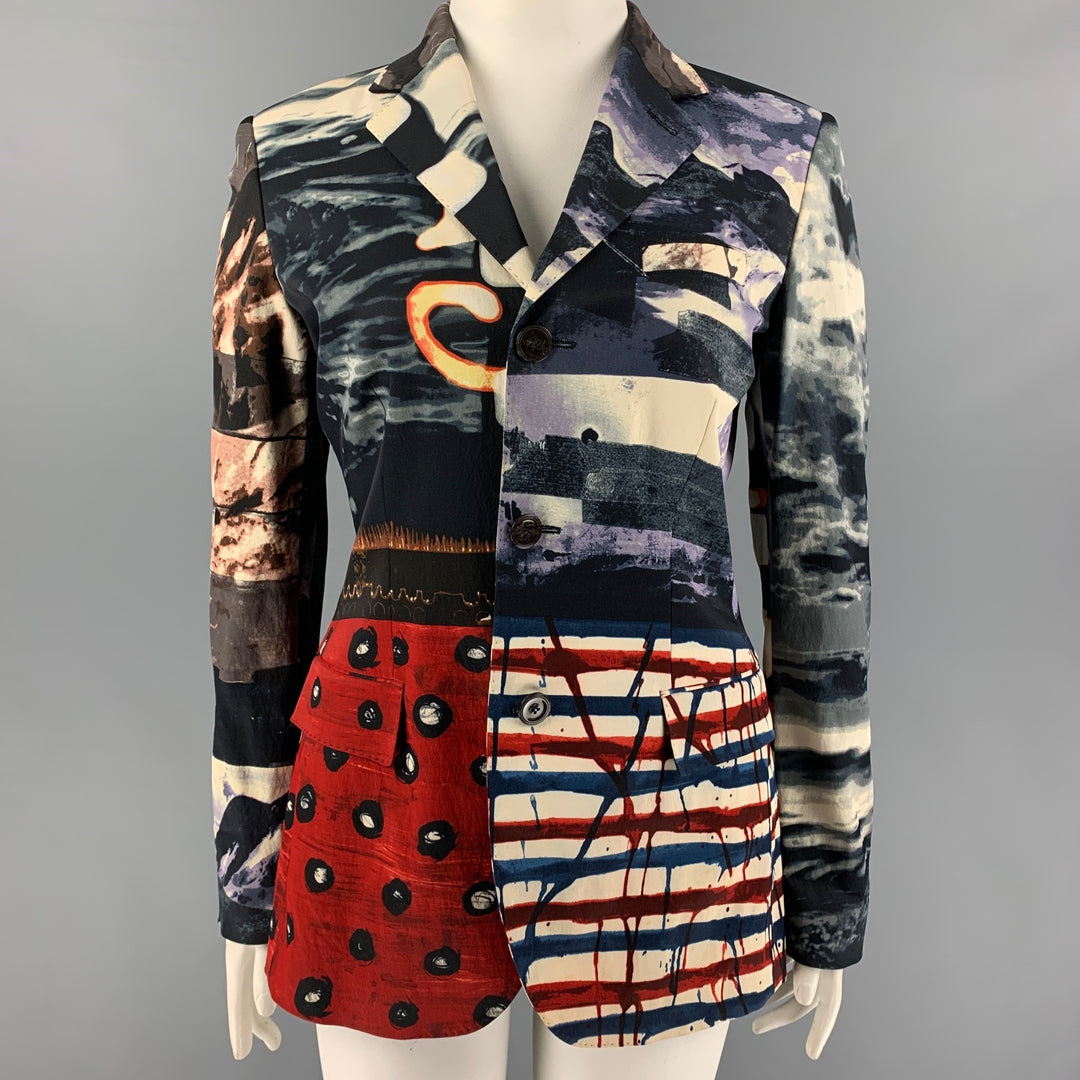 Vintage JEAN PAUL GAULTIER Size 12 Multi-Color Print Acetate Blend Jacket