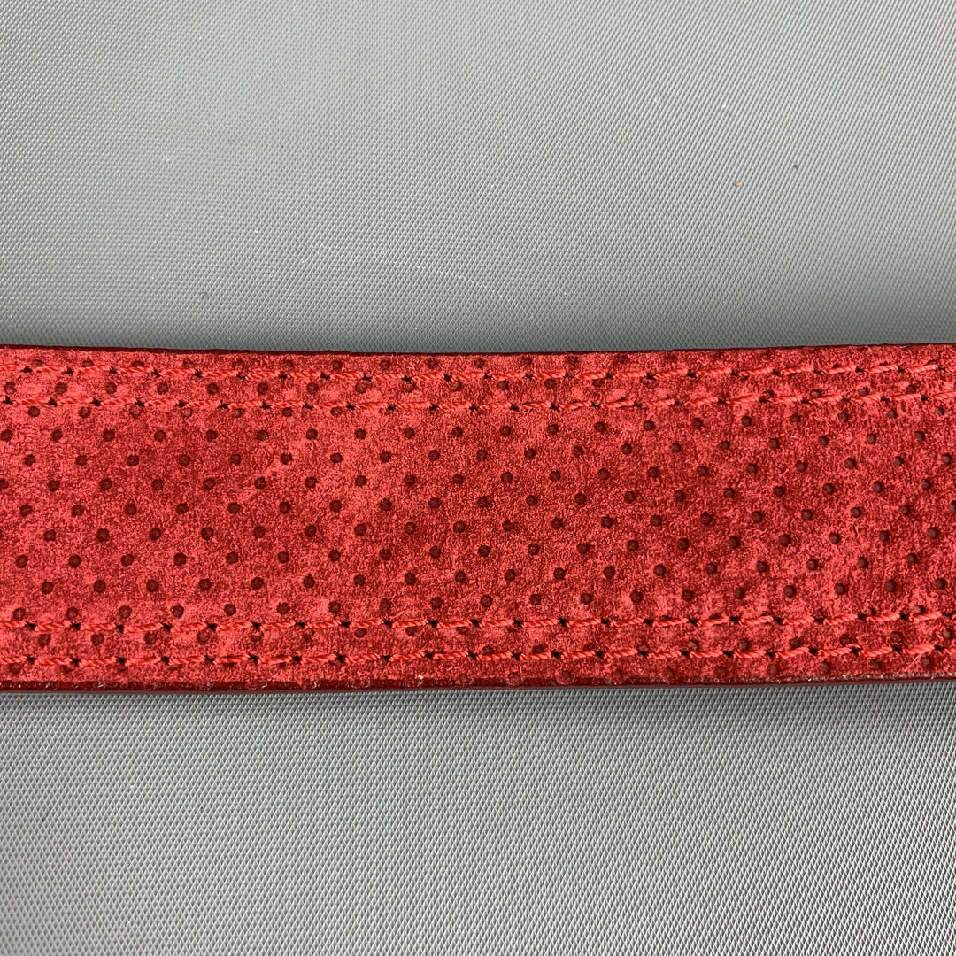 DONALD J PLINER Franco Perforated Size 30 Red Suede Belt