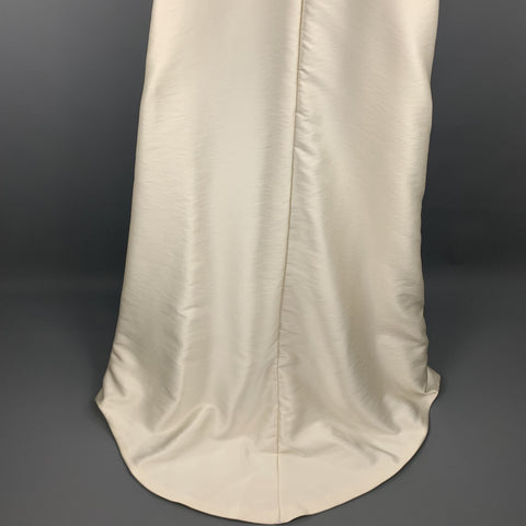 BIBHU MOHAPATRA Size 10 Black & White Silk Cape Train Back Sheath Gown