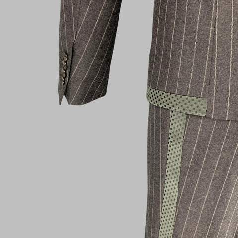 DOLCE & GABBANA Size 40 Regular Gray Chalkstripe Virgin Wool Shawl 3 Piece Suit