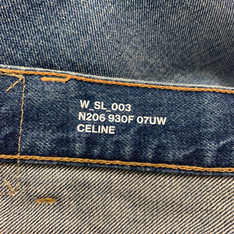 CELINE Size 27 Blue Cotton Distressed Jeans