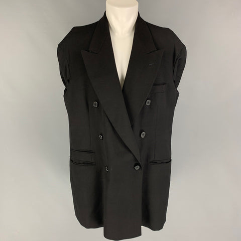 Vintage MAISON MARTIN MARGIELA FW 1997 Size 8 Black Wool Peak Lapel Tucked Sleeves Jacket