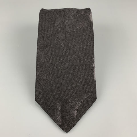GIORGIO ARMANI Black Wool Blend Abstract Floral Print Tie