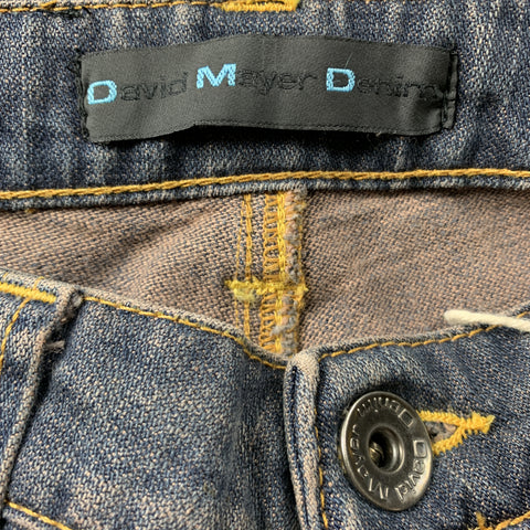 DAVID MAYER Taille 32 x 30 Jean en denim délavé indigo