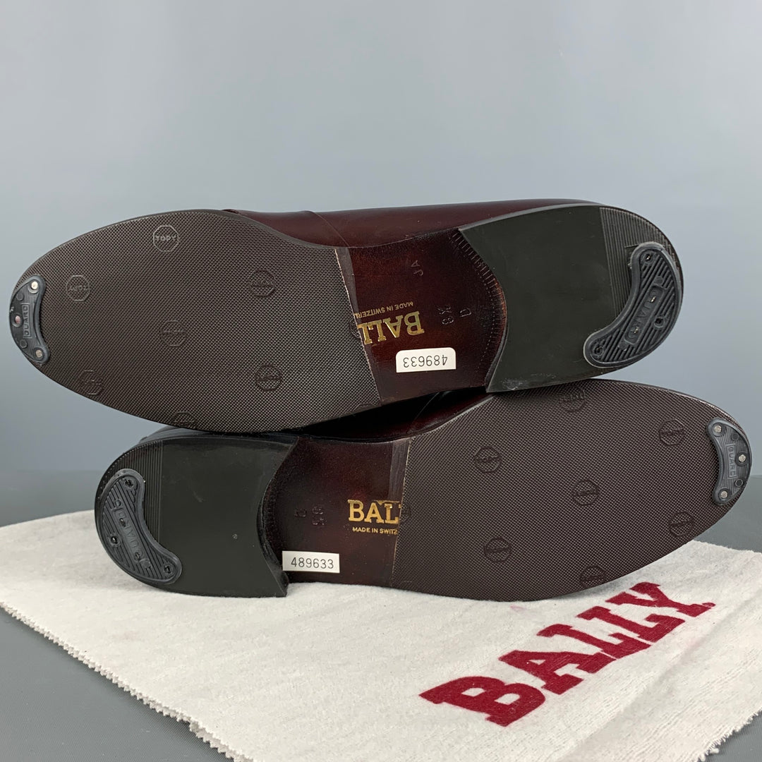 BALLY Aston Size 8.5 Burgundy Leather Round Toe Loafers