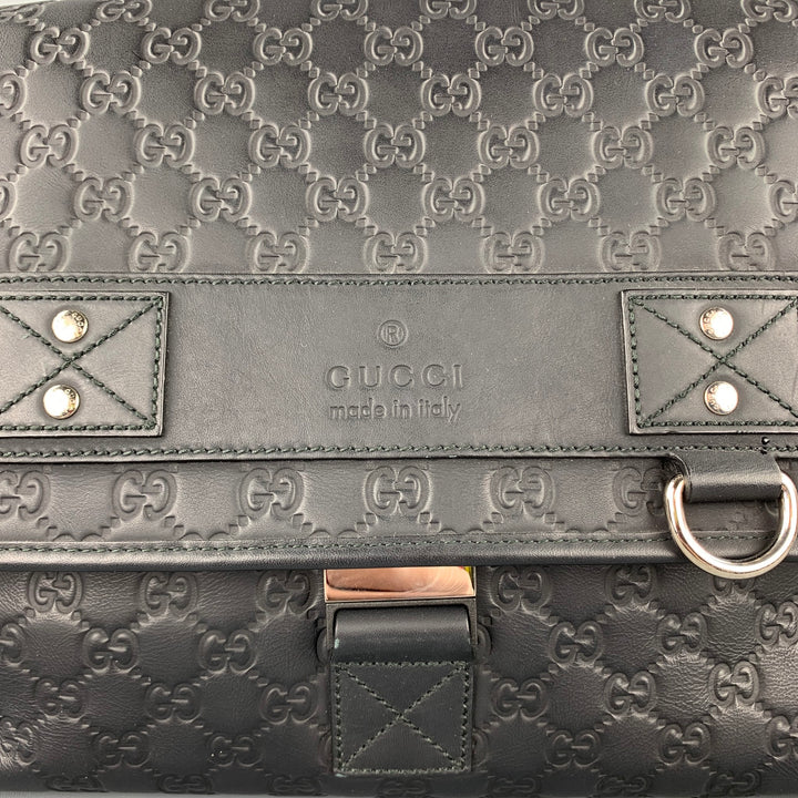 GUCCI GG Guccissima Black Monogram Leather Messenger Bag