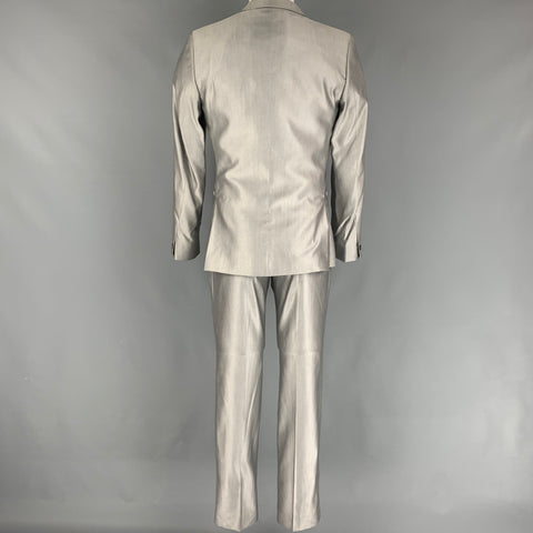 TED BAKER Size 36 Grey Wool Silk Notch Lapel 3 Piece Suit