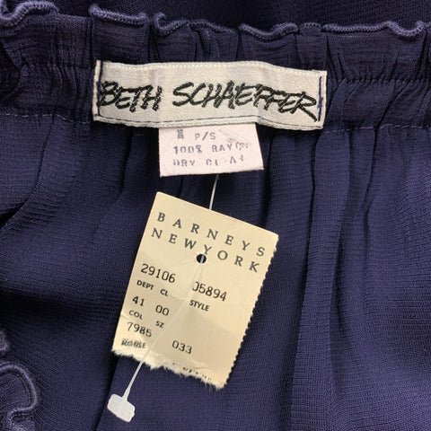 BETH SCHAEFFER Size S Navy Pleated Rayon Asymmetrical Skirt
