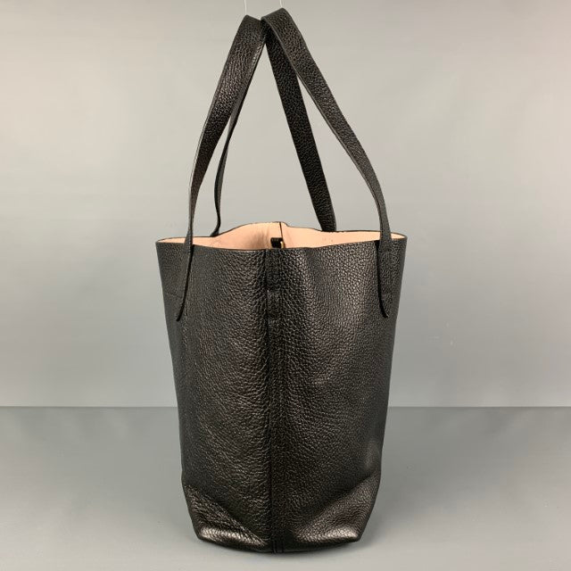 CUYANA Black Leather Pebble Grain Tote Handbag
