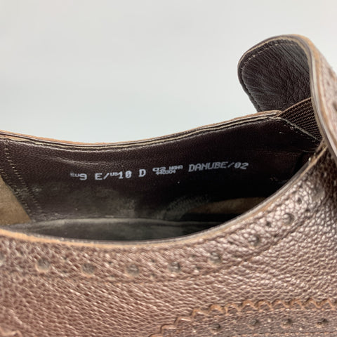 BALLY Danube Size 10 Brown Perforated Leather Cap Toe Loafers