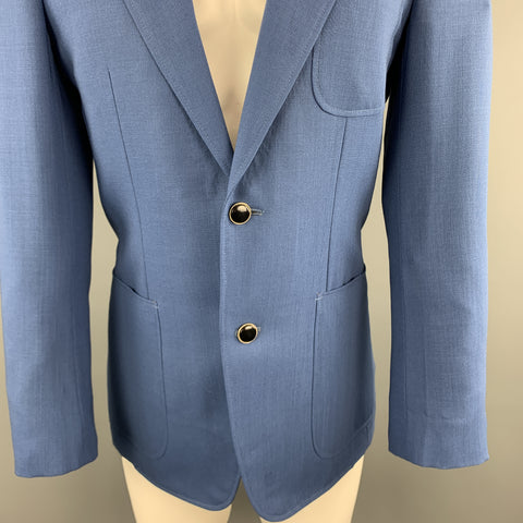YVES SAINT LAURENT Taille 36 Manteau de sport bleu en mohair avec revers cranté et poche plaquée