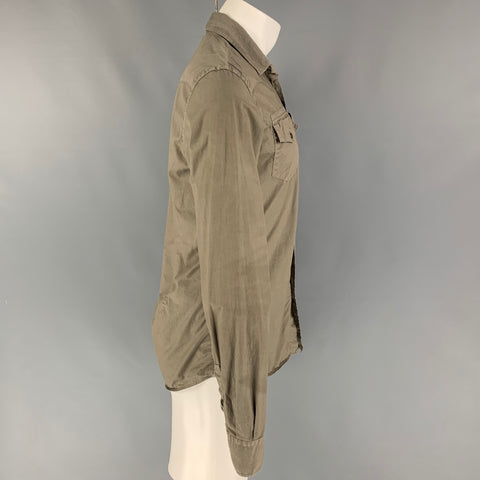 TOMAS MAIER Size S Olive Button Down Long Sleeve Shirt