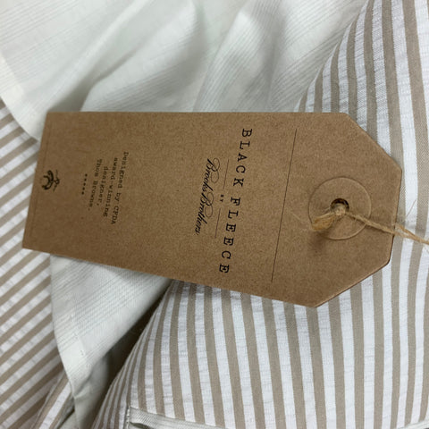 BLACK FLEECE Chest Size S Taupe White Seersucker Cotton Notch Lapel Sport Coat