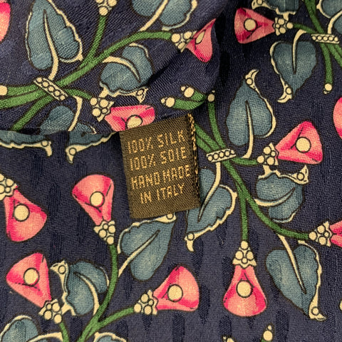 VALENTINO Size Navy Pink Floral Silk Tie