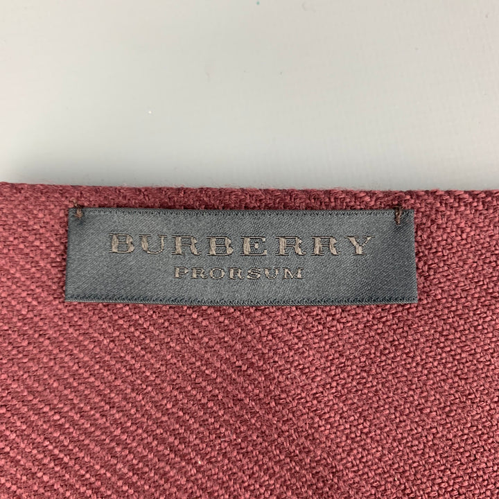 BURBERRY PRORSUM Burgundy White Heart Silk Wool Scarf