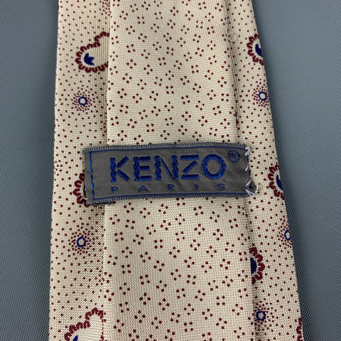 KENZO Cream Burgundy Dots Tie