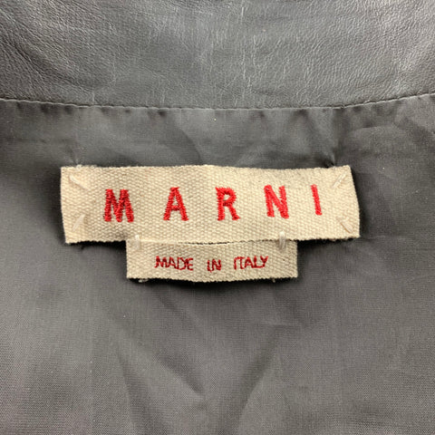 MARNI Size 4 Grey Leather Double Breasted Notch Lapel Vest