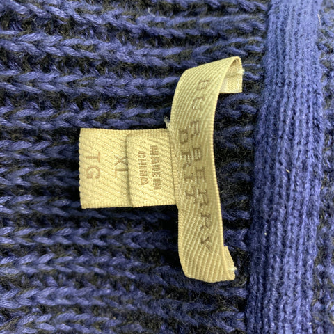 BURBERRY BRIT Size XL Blue Knitted Linen Blend Shawl Collar Cardigan