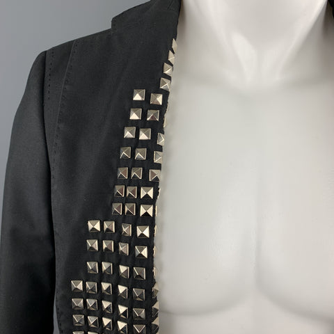 DSQUARED2 Chest Size 38 Black Studded Cotton / Polyamide Notch Lapel Sport Coat