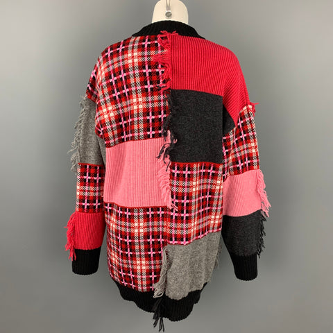 MSGM Size M Red & Pink Wool / Acrylic Oversized Sweater