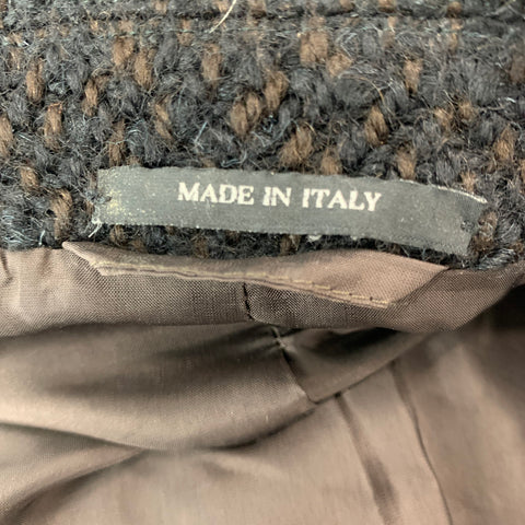 PRADA Size 40 Black Brown Tweed Wool Blend Patch Pockets Jacket