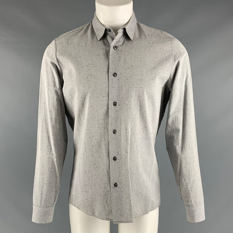 MAISON MARTIN MARGIELA Size S Grey Black Textured Cotton Long Sleeve Shirt