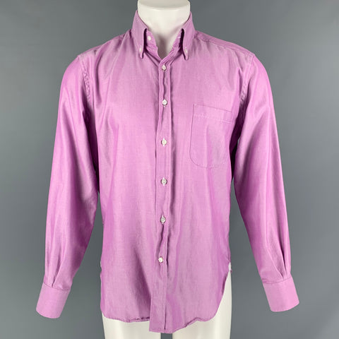 LORO PIANA Size M Purple Cotton Button Down Long Sleeve Shirt