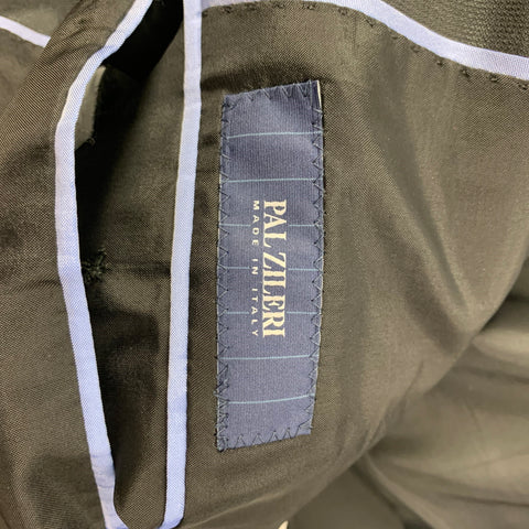 PAL ZILERI Size 40 Black Wool Silk Peak Lapel Suit