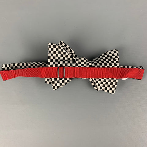 TURNBULL & ASSER Black White Checkered Silk Bow Tie