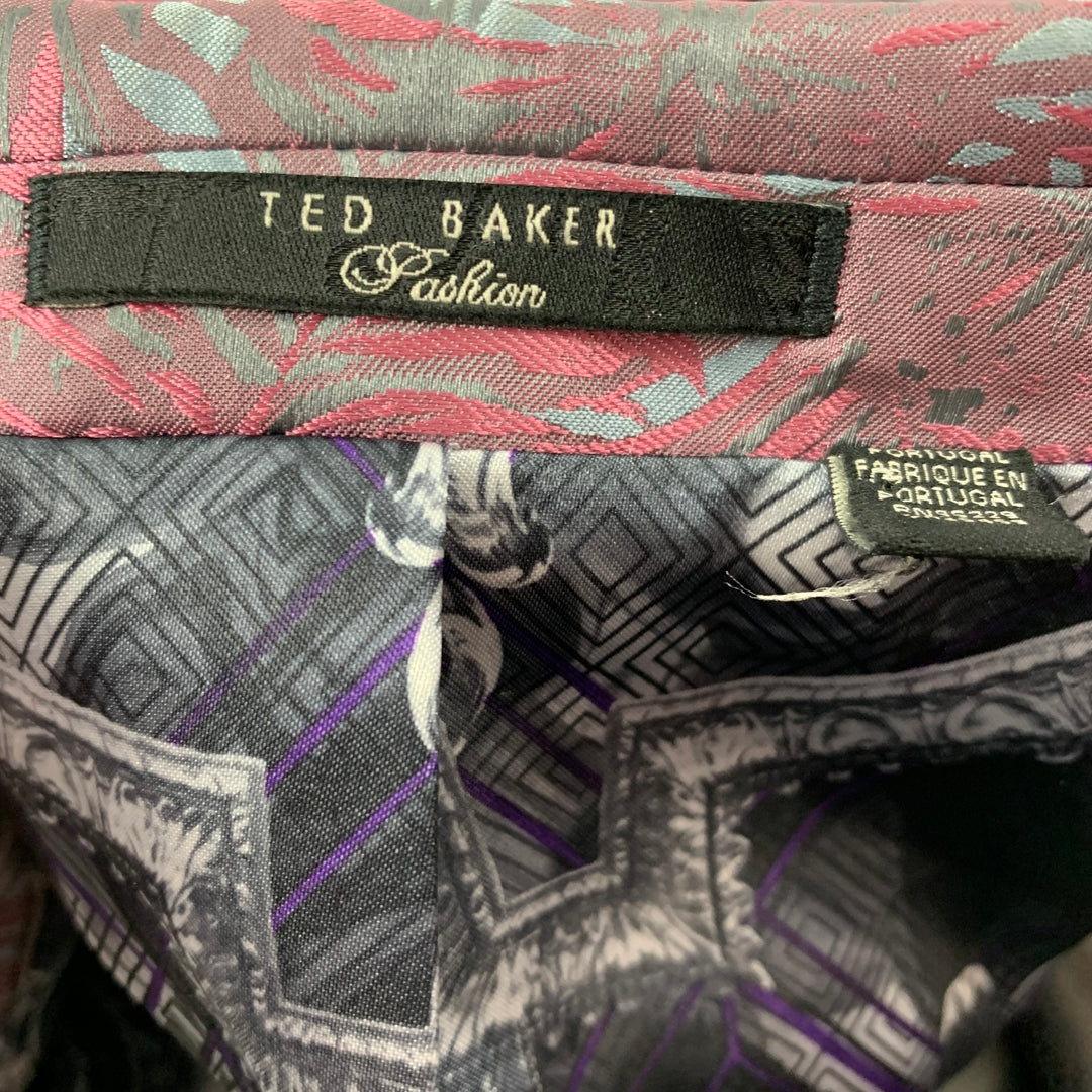 TED BAKER Size 42 Pink Steel Blue Jacquard Polyester Sport Coat