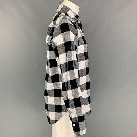 RAG &amp; BONE Taille M Chemise à manches longues boutonnée en coton à carreaux noir et blanc