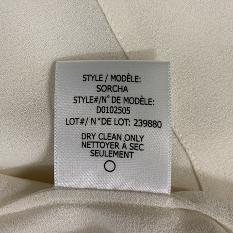 THEORY Size M Cream Silk Solid Cap Sleeves T-Shirt