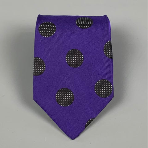 GIANNI VERSACE Purple Black Dot Silk Tie