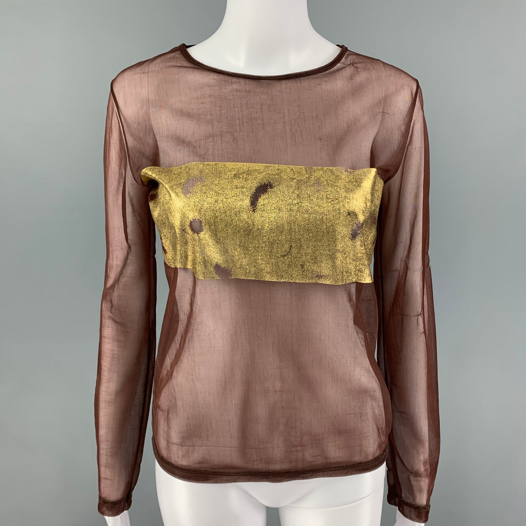JOSEPH Taille L Marron Or Polyamide Voir à travers le pull