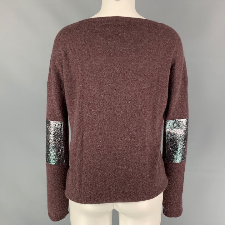 ZADIG & VOLTAIRE Size M Burgundy & Silver Cashmere Leather CiCi Sweater
