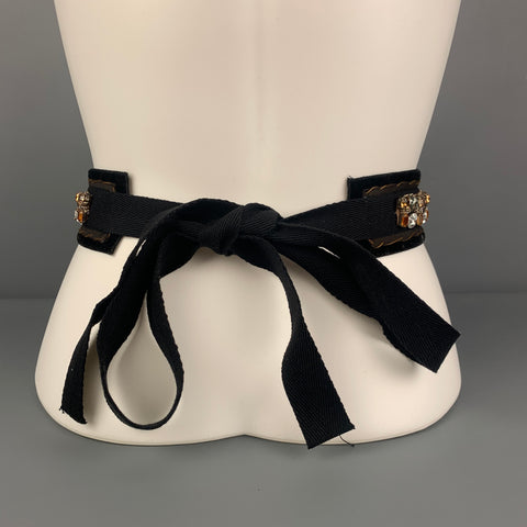 PRADA Ceinture strass en velours doré noir taille unique
