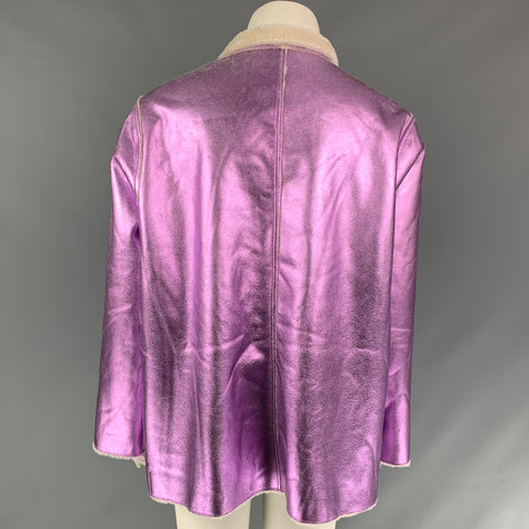 OPENING CEREMONY Size 10 Lavender Metallic Polyester Faux Fur Reversible Jacket