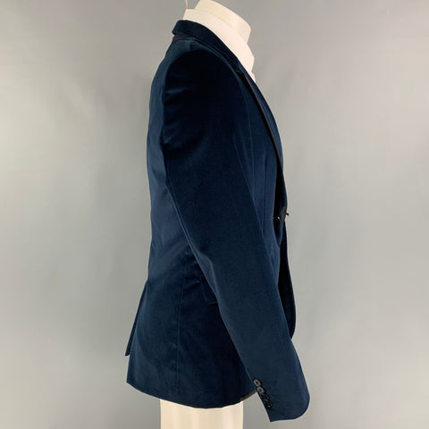 PS by PAUL SMITH Size 38 Navy Black Velvet Cotton Notch Lapel Sport Coat