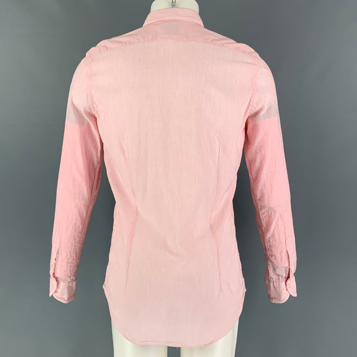 ROSSO MALASPINO Size L Red White Stripe Cotton Linen Long Sleeve Shirt