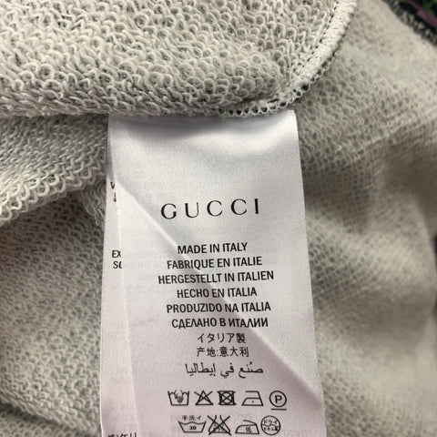 GUCCI 2016 Birds Of Prey Size XL Multi-Color Floral Cotton Crew-Neck Sweatshirt