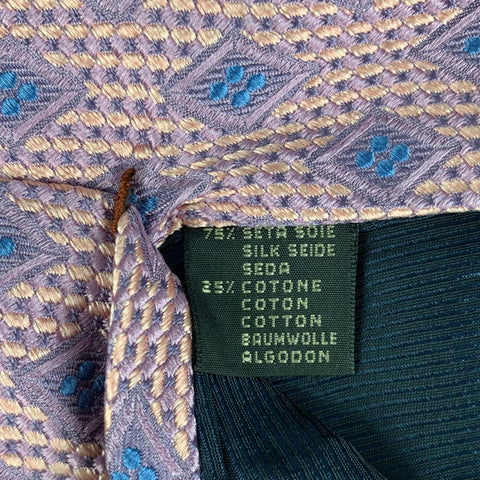 ERMENEGILDO ZEGNA Purple Blue Rhombus Silk / Cotton Tie