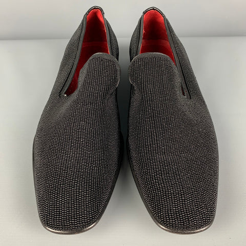 DONALD J PLINER Size 9 Black Beaded Leather Slip On Loafers